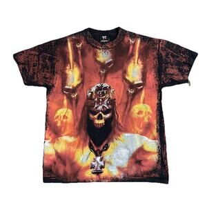 Vtg Triple H Wrestling Skull King Shirt AOP Sz L Allstyle WWE